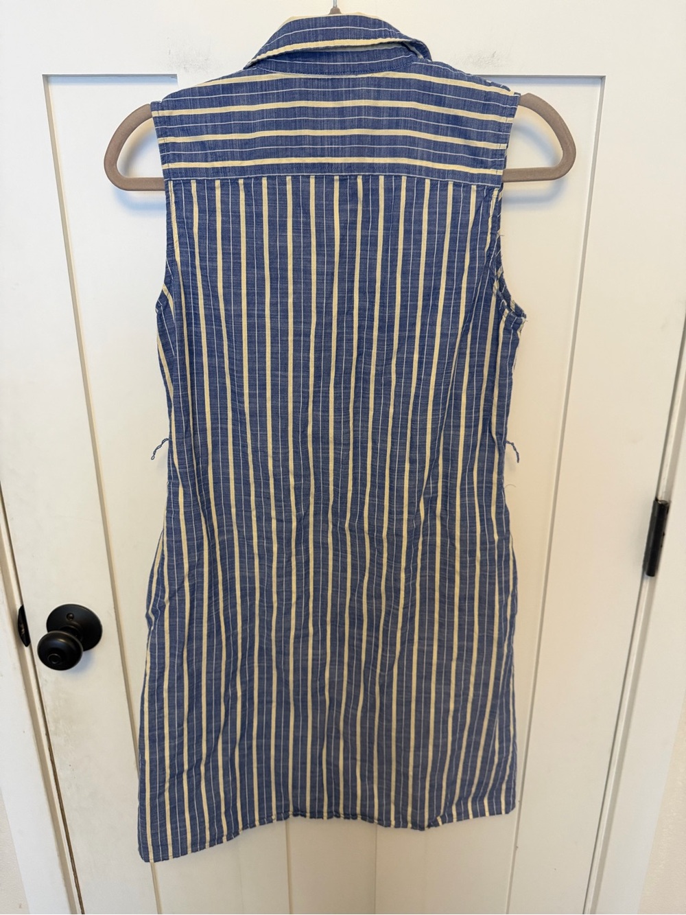 Tommy Hilfiger Button Down Sleeveless Collared Shirt Dress Cotton 8 Blue Stripe - Picture 2 of 5